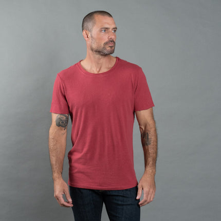 Men's Wallace Raw Neck Cotton Linen Crew Tee