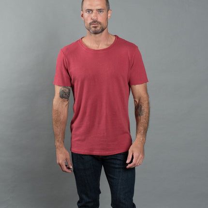Men's Wallace Raw Neck Cotton Linen Crew Tee