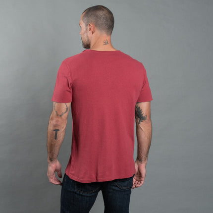 Men's Wallace Raw Neck Cotton Linen Crew Tee