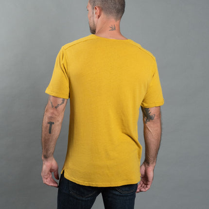 Men's Linen Blend Raw Edge Split V-Neck Tee