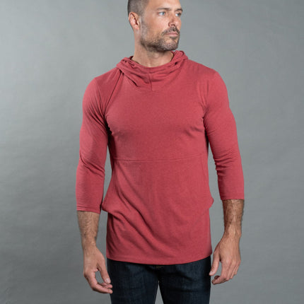 Men's 3/4 Sleeve Cowl Neck Visor Hoodie