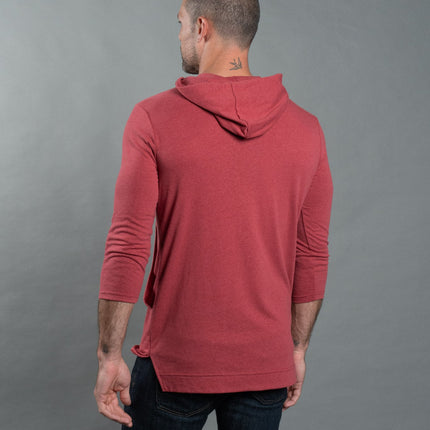 Men's 3/4 Sleeve Cowl Neck Visor Hoodie