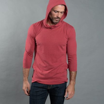 Men's 3/4 Sleeve Cowl Neck Visor Hoodie