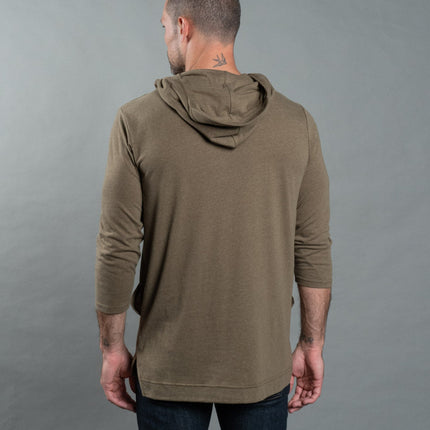 Men's 3/4 Sleeve Cowl Neck Visor Hoodie