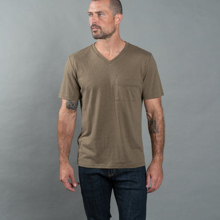 Men's Warren Wide Pocket Cotton Linen V-Neck Tee