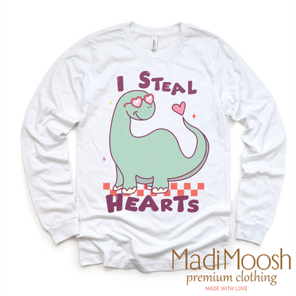 I Steal Hearts Dinosaur Valentine's Day Shirt - Valentine Tee