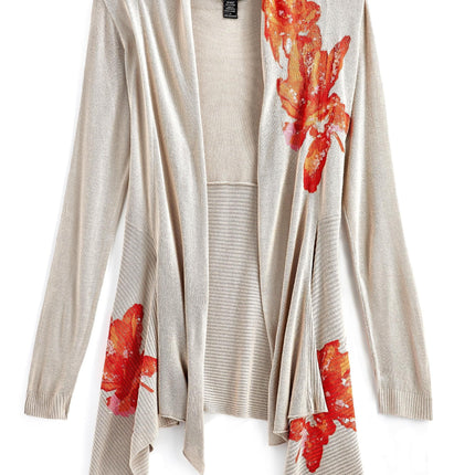 Women's Floral Embellished Open Long Cardigan