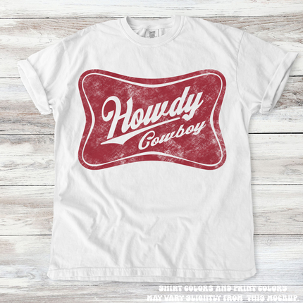 Retro Howdy Cowboy Western Tee - Printed On Comfort Colors
