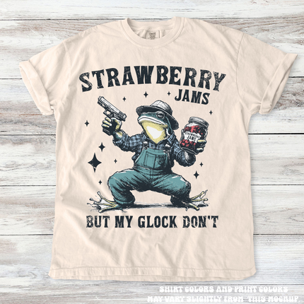 Funny Strawberry Jams But My Glock Don't Shirt - Printed On Comfort Colors