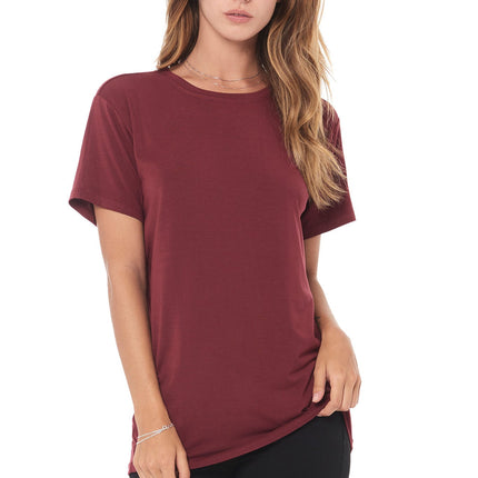 WOMEN'S MODAL CREW NECK TEE - MAROON