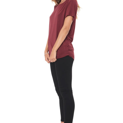 WOMEN'S MODAL CREW NECK TEE - MAROON