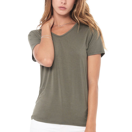WOMEN'S MODAL V-NECK TEE - ARMY