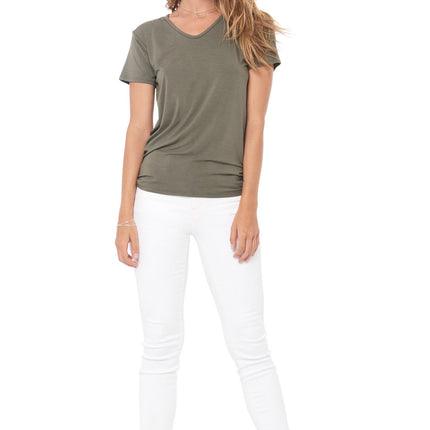 WOMEN'S MODAL V-NECK TEE - ARMY