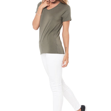 WOMEN'S MODAL V-NECK TEE - ARMY