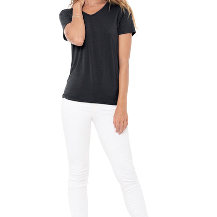 WOMEN'S MODAL V-NECK TEE - BLACK