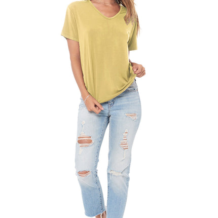 WOMEN'S MODAL V-NECK TEE - MOSS