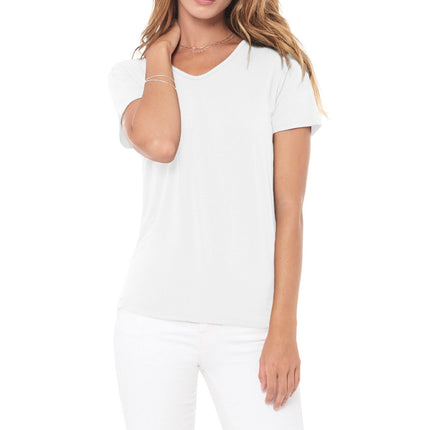 WOMEN'S MODAL V-NECK TEE - WHITE