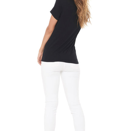 WOMEN'S MODAL WIDE NECK TEE - BLACK