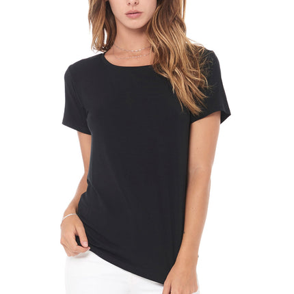 WOMEN'S MODAL WIDE NECK TEE - BLACK
