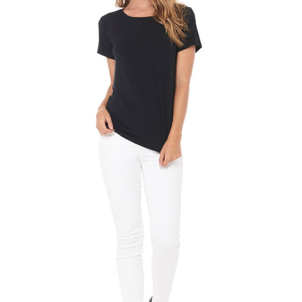 WOMEN'S MODAL WIDE NECK TEE - BLACK