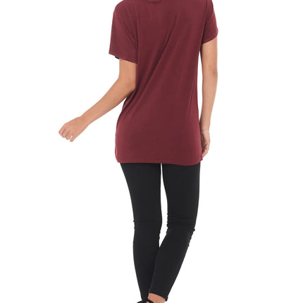 WOMEN'S MODAL WIDE NECK TEE - MAROON
