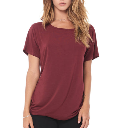 WOMEN'S MODAL WIDE NECK TEE - MAROON