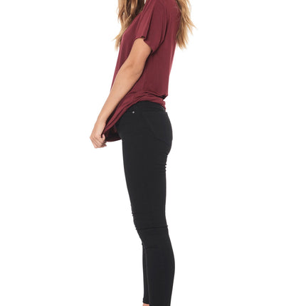 WOMEN'S MODAL WIDE NECK TEE - MAROON