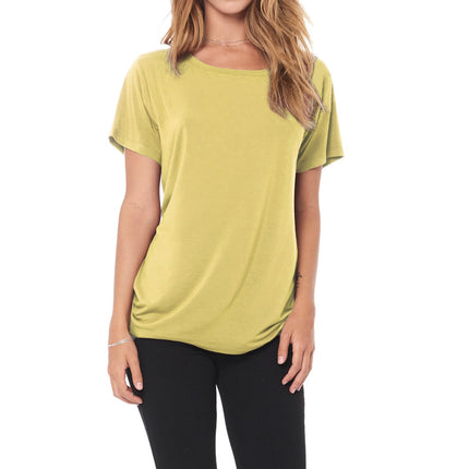 WOMEN'S MODAL WIDE NECK TEE - MOSS