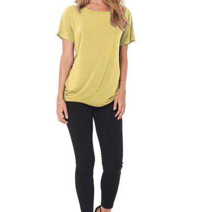 WOMEN'S MODAL WIDE NECK TEE - MOSS