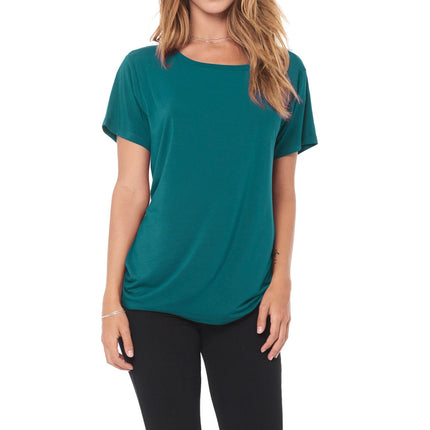 WOMEN'S MODAL WIDE NECK TEE - TEAL