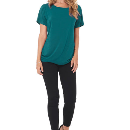 WOMEN'S MODAL WIDE NECK TEE - TEAL