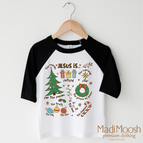 2T Kids / Black/White 3/4 Sleeve Tee