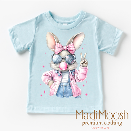 Eater Bunny Blowing Bubbles Shirt - Kids Retro Easter Bunny Tee