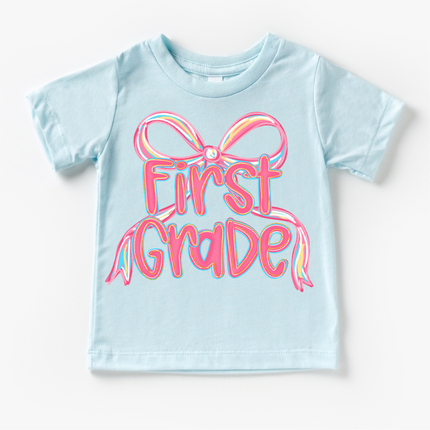 Girls 1st Grade Bow Back To School Shirt - First Day Of School Tee