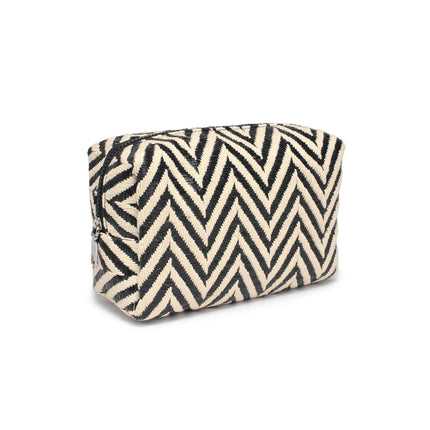 Makeup Bag Black/White Chevron Design