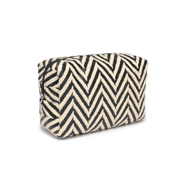 Makeup Bag Black/White Chevron Design