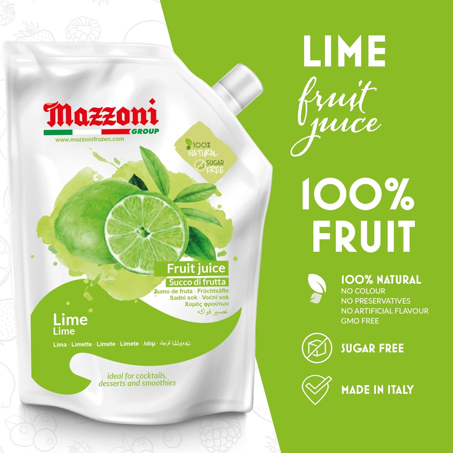 Mazzoni, Real Lime Juice, 100% Pure Lime, Just Juice, No Sugar Added, 2.2 lb