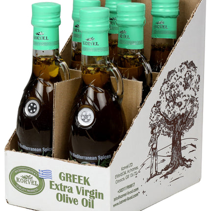 KORVEL Greek Extra Virgin Olive Oil with Mediterranean Herbs - 6 Pack
