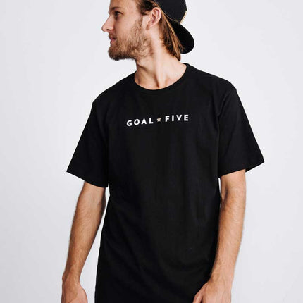 Goal Five Men's Black Cotton T-Shirt
