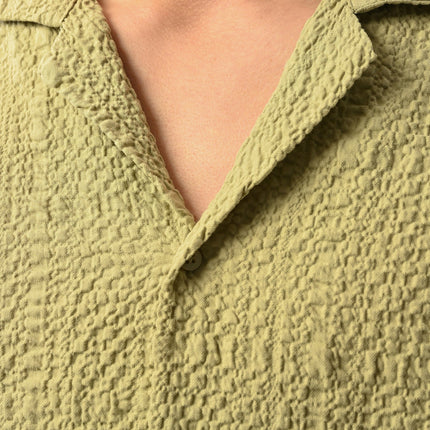 Men's Oversized Shirt Made of Aerobin Fabric with V-Neck