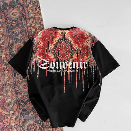 Men's Back Print Cotton T-Shirt / Souven Tapestry Graphic Tee