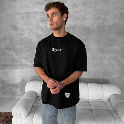 Men's Back Print Cotton T-Shirt / Souven Tapestry Graphic Tee