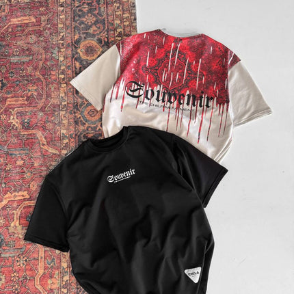 Men's Back Print Cotton T-Shirt / Souven Tapestry Graphic Tee