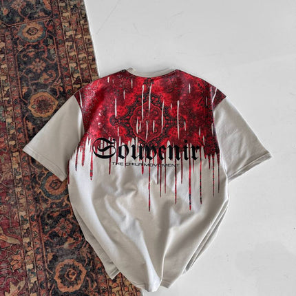 Men's Back Print Cotton T-Shirt / Souven Tapestry Graphic Tee