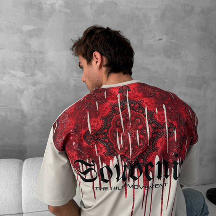 Men's Back Print Cotton T-Shirt / Souven Tapestry Graphic Tee