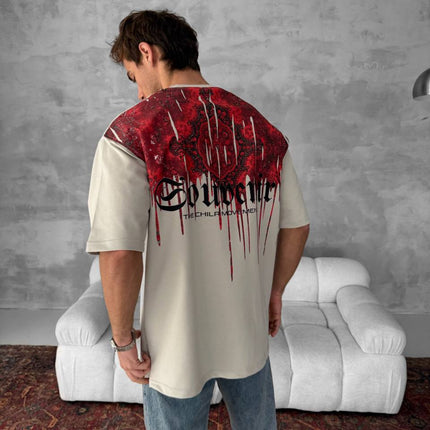 Men's Back Print Cotton T-Shirt / Souven Tapestry Graphic Tee