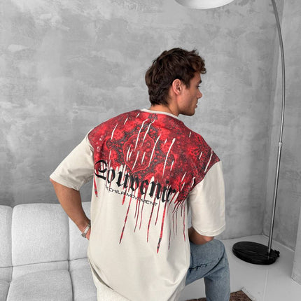 Men's Back Print Cotton T-Shirt / Souven Tapestry Graphic Tee