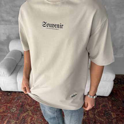 Men's Back Print Cotton T-Shirt / Souven Tapestry Graphic Tee