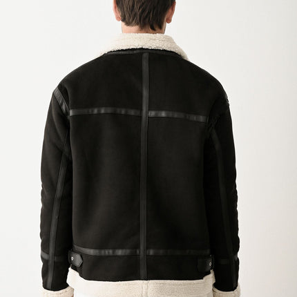 Stylish Faux Leather Bomber Jacket