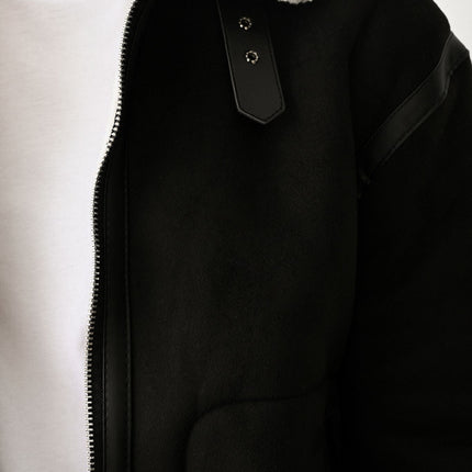 Stylish Faux Leather Bomber Jacket